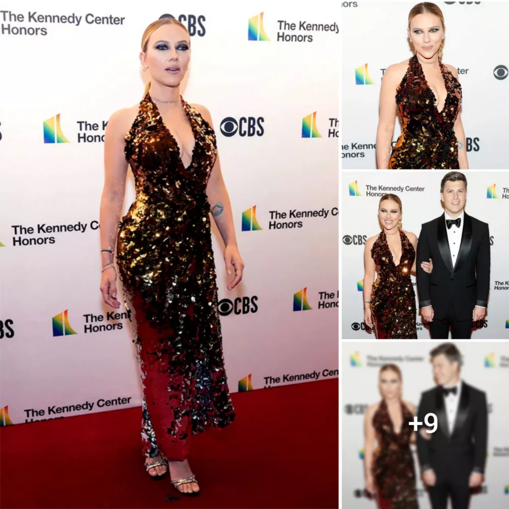 “Scarlett Johansson Stuns in a Dazzling Gold Dress at Kennedy Center Honors”